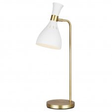 JOAN table lamp in burnished brass with matte white shade