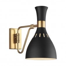 JOAN wall light in burnished brass with midnight black shade