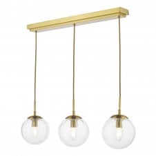 3 light pendant bar light in antique brass with glass globe shades