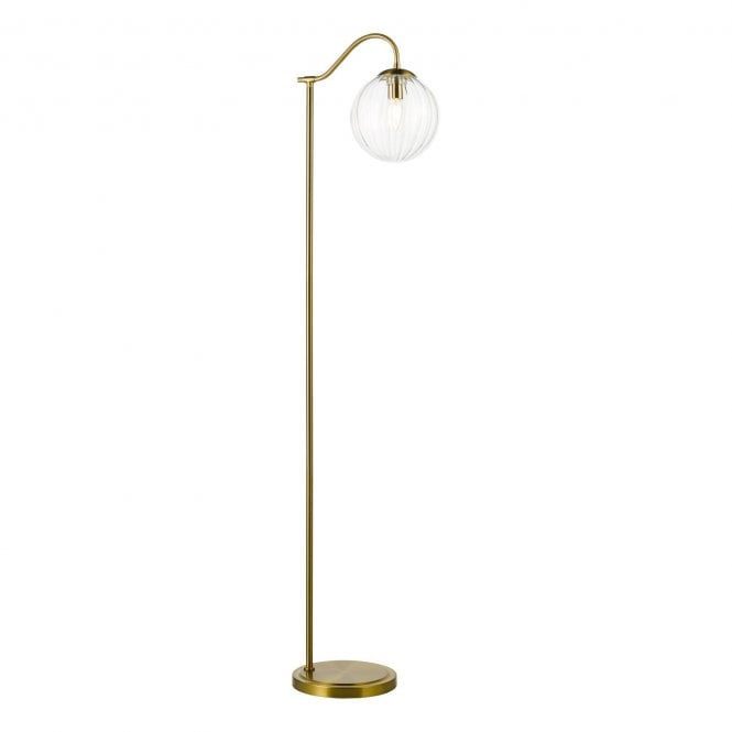 Jocelyn Floor Lamp - Natural Brass with Clear Segment Glass Shade