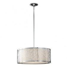 contemporary chrome geometric ceiling pendant with opal glass diffuser