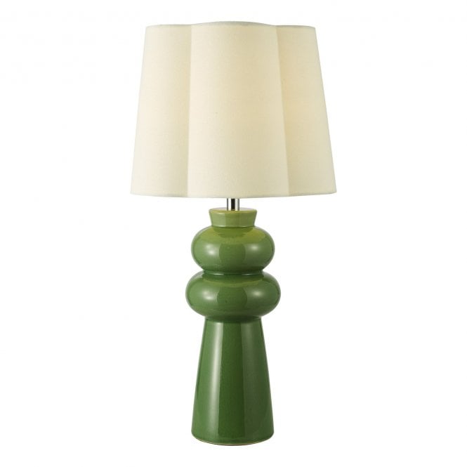 Jordana Porcelain Table Lamp - Green with Ivory Petal Shaped Shade