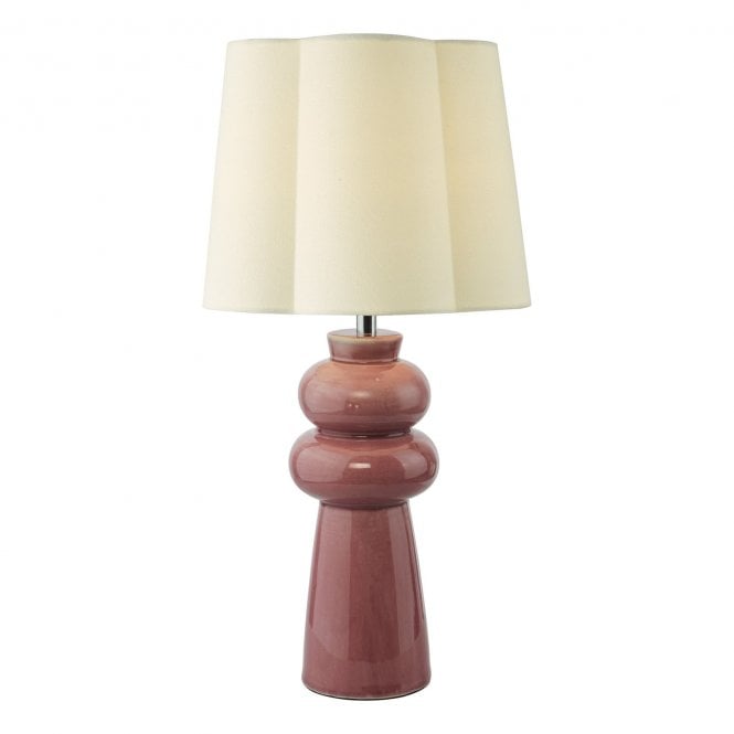 Jordana Porcelain Table Lamp - Raspberry Pink with Ivory Petal Shaped Shade
