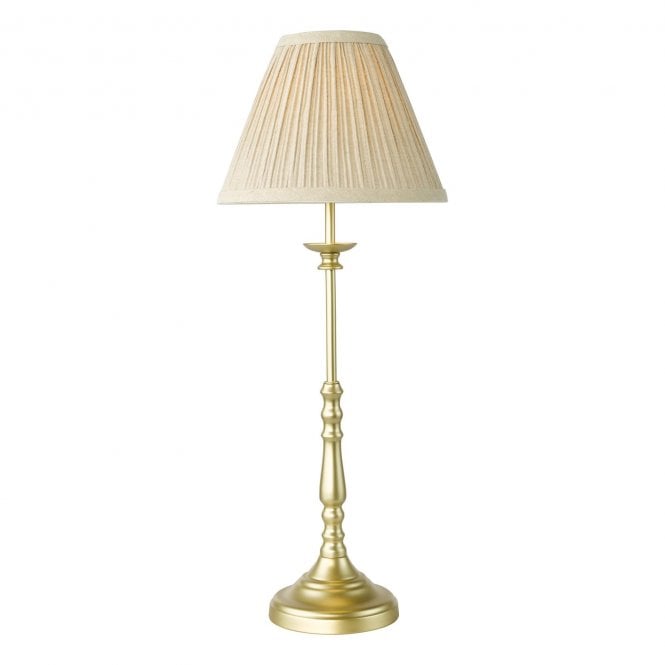 Judy Table Lamp - Satin Gold with Neutral Tapered Linen Shade