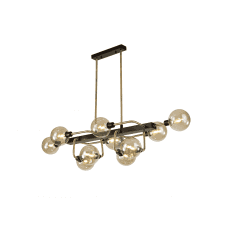 JUXTA 10 Light Ceiling Pendant Bar in Matte Black and Antique Brass