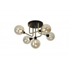 5 Light Flush Ceiling Light Matt Black