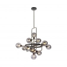 JUXTA Fixed Pendant | 12 Light G9 | Graphite and Satin Nickel and Smoke Glass