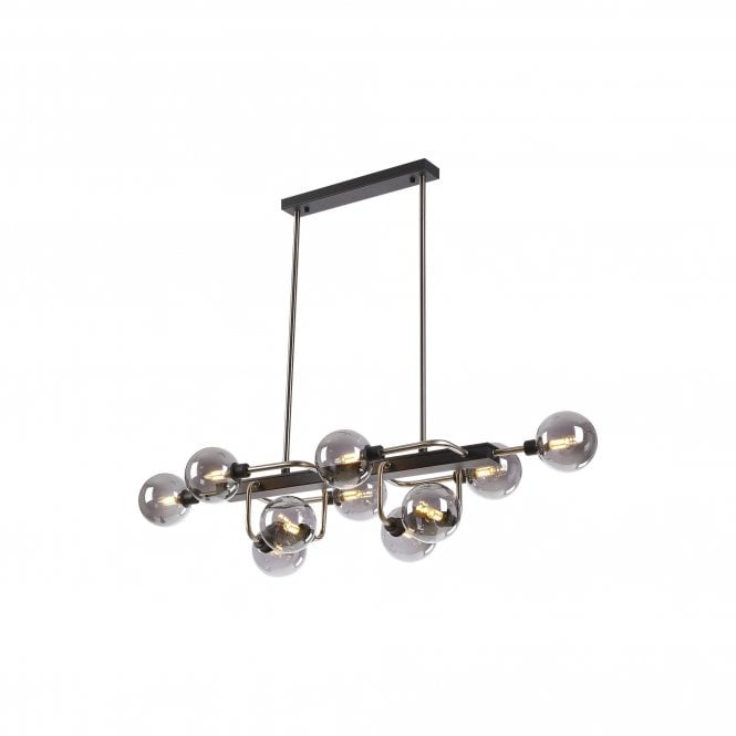 JUXTA Fixed Pendant Ceiling | 10 Light G9 | Graphite and Satin Nickel and Smoke Glass