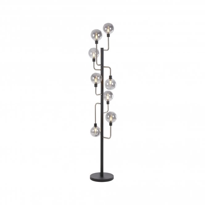 JUXTA Floor Lamp | 8 Light G9 | Graphite and Satin Nickel and Smoke Glass