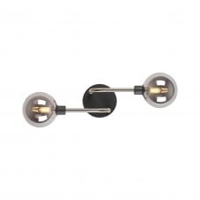 JUXTA Wall Lamp | 2 Light G9 | Graphite and Satin Nickel and Smoke Glass