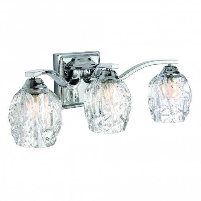 KALLI 3 light over bathroom mirror wall light in chrome with glass shades