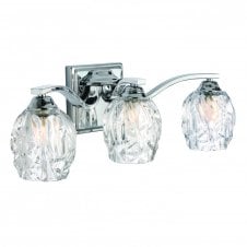 KALLI 3 light over bathroom mirror wall light in chrome with glass shades