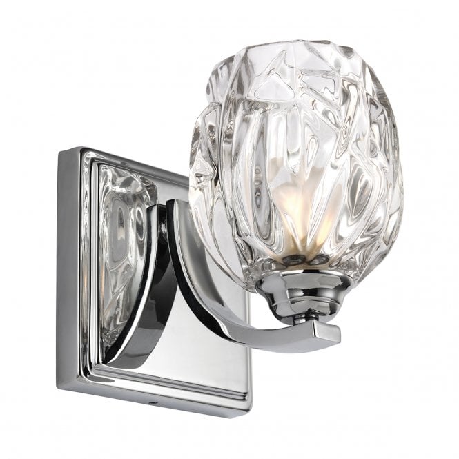 KALLI single bathroom wall light in chrome with glass shade