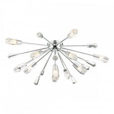 KALYSSA 11 Light Polished Chrome and Glass Flush Ceiling Light