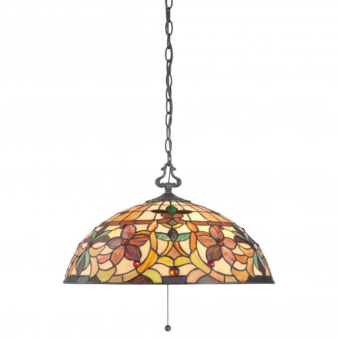KAMI Tiffany decorative floral ceiling pendant light with bronze suspension