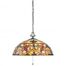 Tiffany style ceiling pendant with floral design glass shade