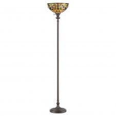 Tiffnay style floor lamp uplighter with bronze base and floral shade