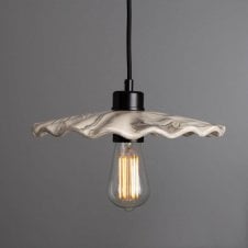 KAPOK Ceiling Pendant with Ripple Disk Marbled Ceramic Shade | Black