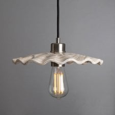 KAPOK Ceiling Pendant with Ripple Disk Marbled Ceramic Shade | Silver