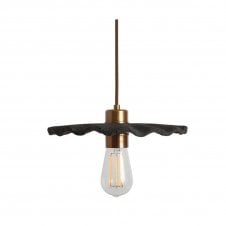 KAPOK Ceramic Pendant Light 27Cm Black Clay Antique Brass