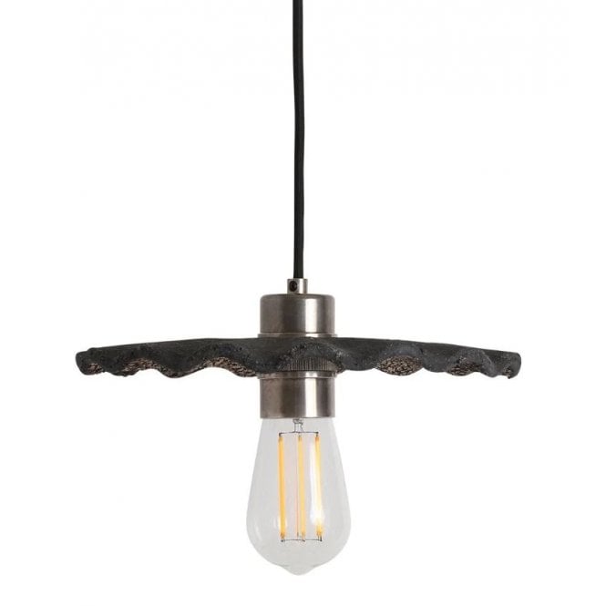 KAPOK Ceramic Pendant Light 27Cm Black Clay Antique Silver