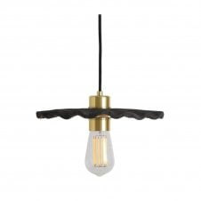 KAPOK Ceramic Pendant Light 27Cm Black Clay Polished Brass