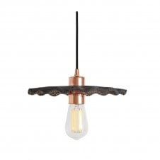KAPOK Ceramic Pendant Light 27Cm Black Clay Polished Copper