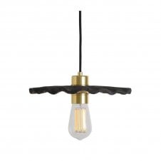 KAPOK Ceramic Pendant Light 27Cm Black Clay Satin Brass