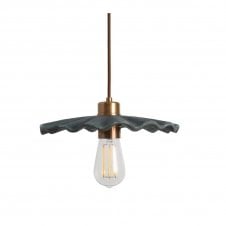 KAPOK Ceramic Pendant Light 27Cm Blue Earth Antique Brass