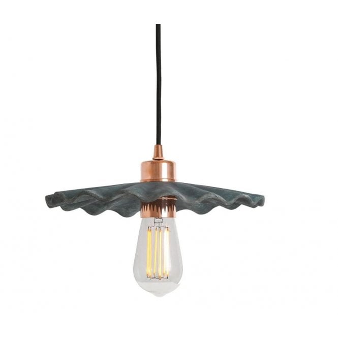 KAPOK Ceramic Pendant Light 27Cm Blue Earth Polished Copper
