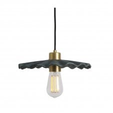 KAPOK Ceramic Pendant Light 27Cm Blue Earth Satin Brass