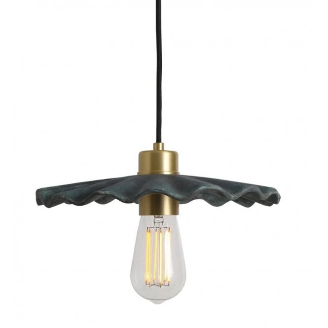 KAPOK Ceramic Pendant Light 27Cm Blue Earth Satin Brass