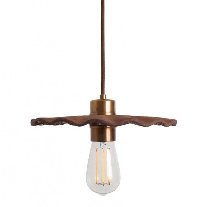KAPOK Ceramic Pendant Light 27Cm Red Iron Antique Brass