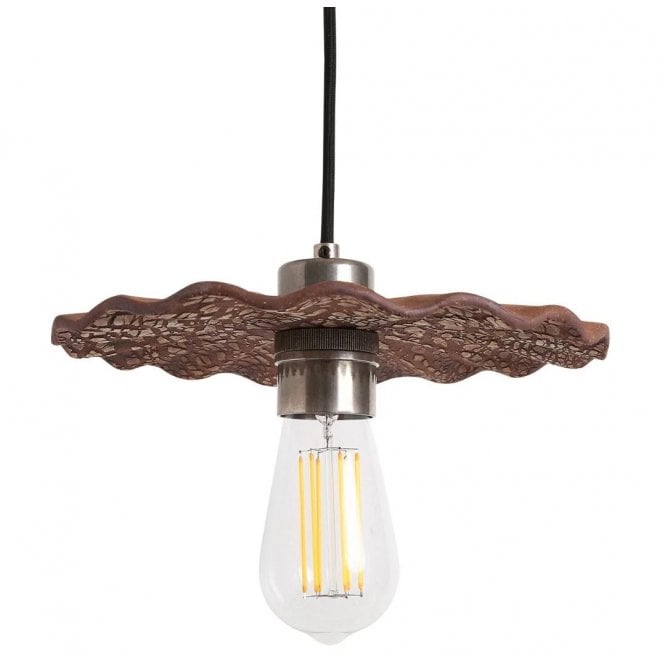 KAPOK Ceramic Pendant Light 27Cm Red Iron Antique Silver