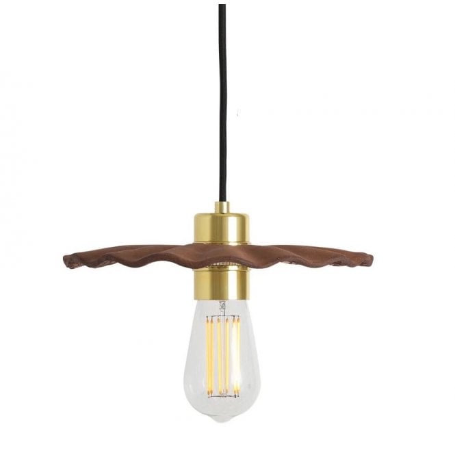 KAPOK Ceramic Pendant Light 27Cm Red Iron Polished Brass