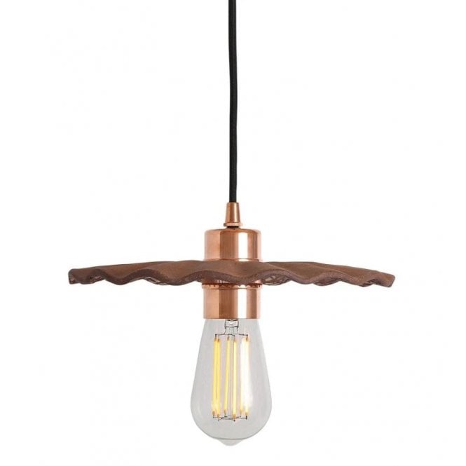 KAPOK Ceramic Pendant Light 27Cm Red Iron Polished Copper