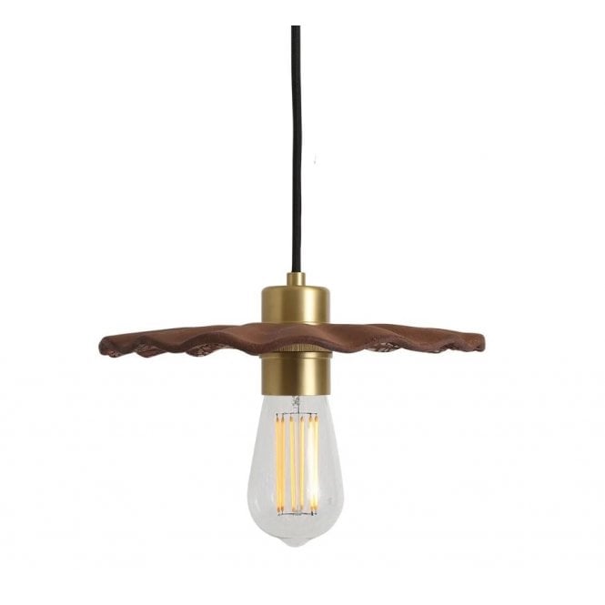 KAPOK Ceramic Pendant Light 27Cm Red Iron Satin Brass