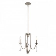 KARLEE 3 Light Chandelier in Classic Pewter with Crystal Droplets