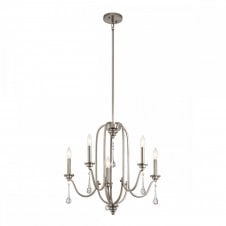 KARLEE 5 Light Chandelier Classic Pewter with Crystal Drops