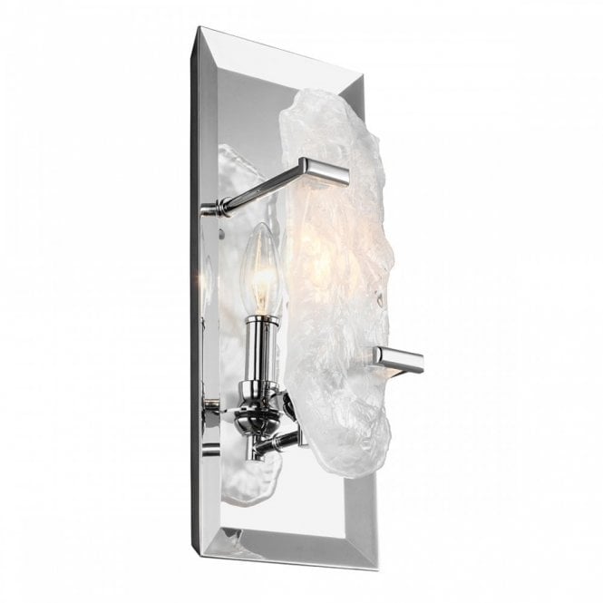 KATERINA white art glass and polished chrome wall light