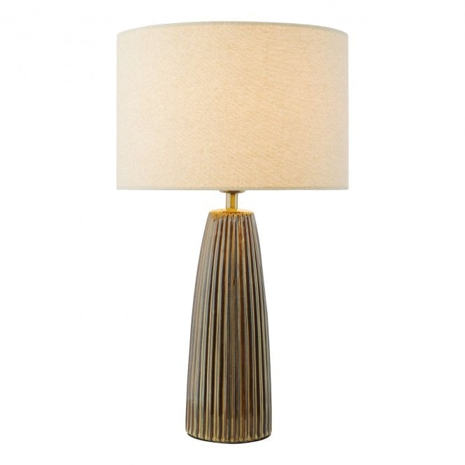 Kaulana Table Lamp - Brown with Ivory Cotton Drum Shade