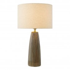 Kaulana Table Lamp - Brown with Ivory Cotton Drum Shade