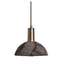 KAURI Ceramic Pendant Light 20Cm Black Clay Antique Brass