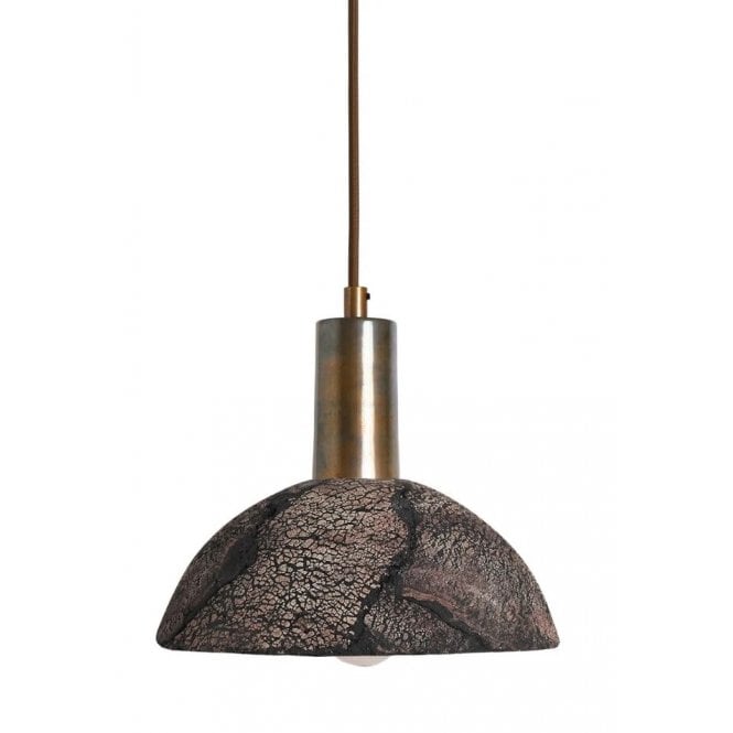 KAURI Ceramic Pendant Light 20Cm Black Clay Antique Brass