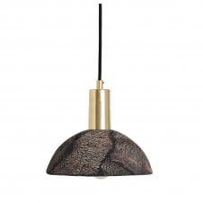 KAURI Ceramic Pendant Light 20Cm Black Clay Polished Brass