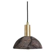 KAURI Ceramic Pendant Light 20Cm Black Clay Satin Brass