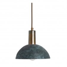 KAURI Ceramic Pendant Light 20Cm Blue Earth Antique Brass