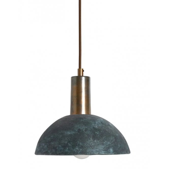 KAURI Ceramic Pendant Light 20Cm Blue Earth Antique Brass
