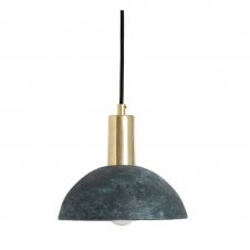 KAURI Ceramic Pendant Light 20Cm Blue Earth Polished Brass