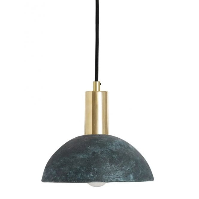 KAURI Ceramic Pendant Light 20Cm Blue Earth Polished Brass
